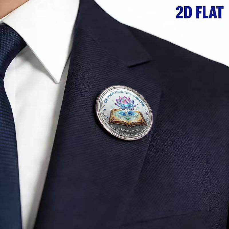 Minimalist Lotus Design Enamel Badge Brooch